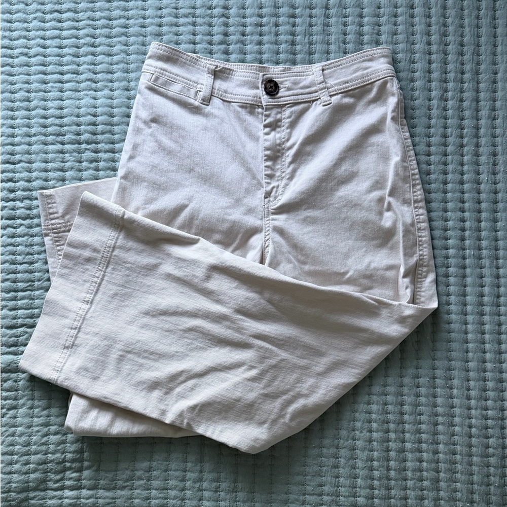 H&M Cream Wide Leg High-Waisted  Cropped Pants